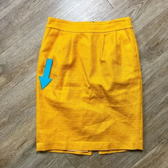 Banana Republic Skirt Women's 4 Pencil Poplin Mustard Gold Preppy Vented - Picture 3 of 8